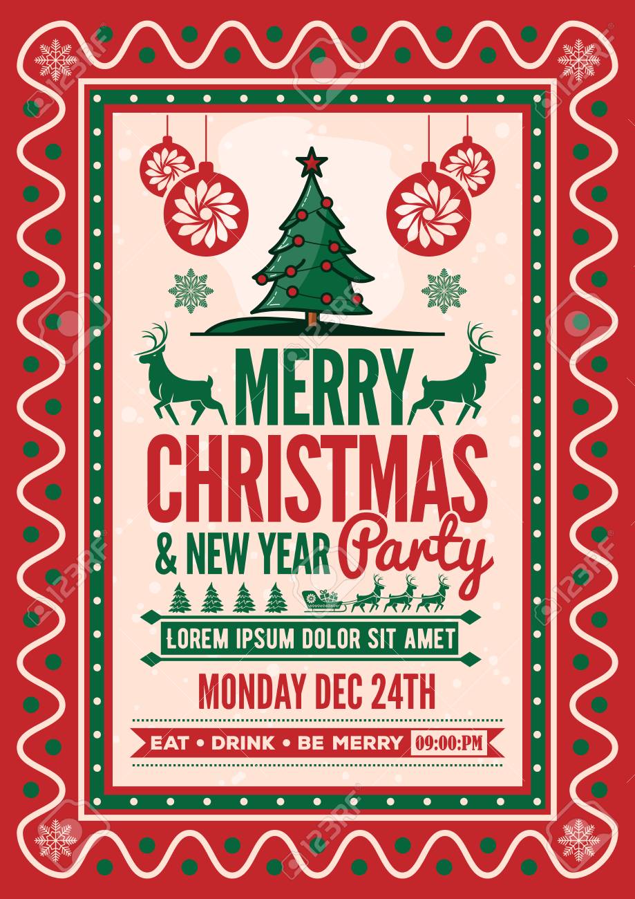 christmas party invitation flyer or poster design vector