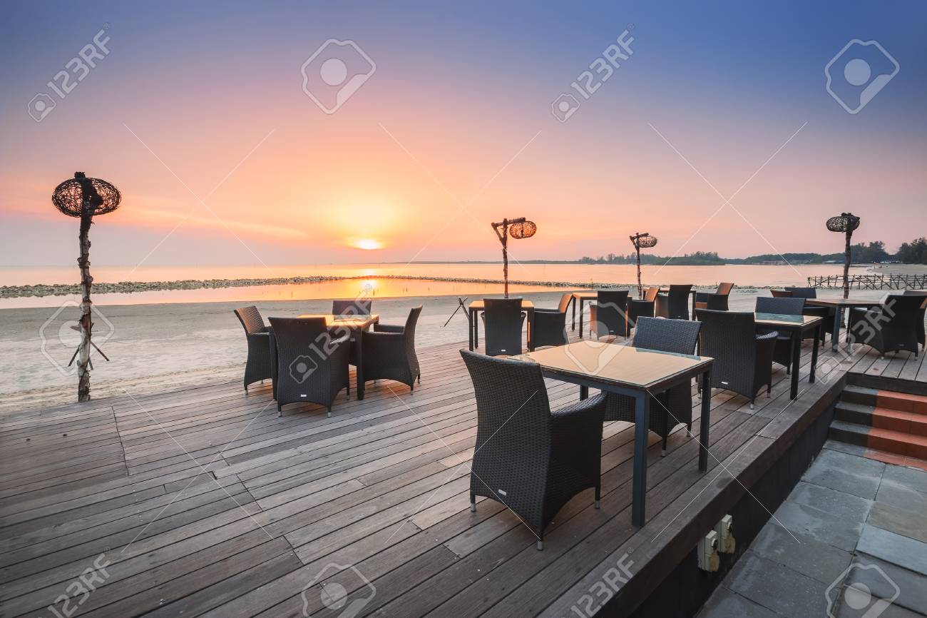 Table Dinner On The Beach On Twilight Time In Bagan Lalang Selangor Malaysia Stock Photo Picture And Royalty Free Image Image 95506182