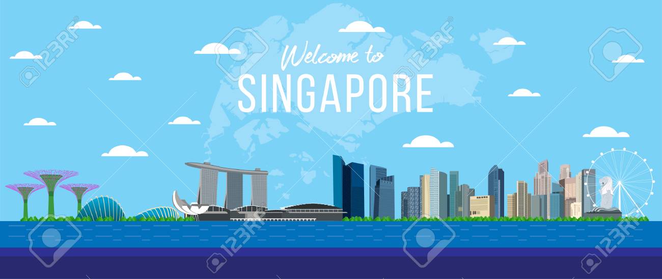 Singapore and flag Vector Illustration design. - 103858462 Singapore and flag Vector Illustration design. - 103858462