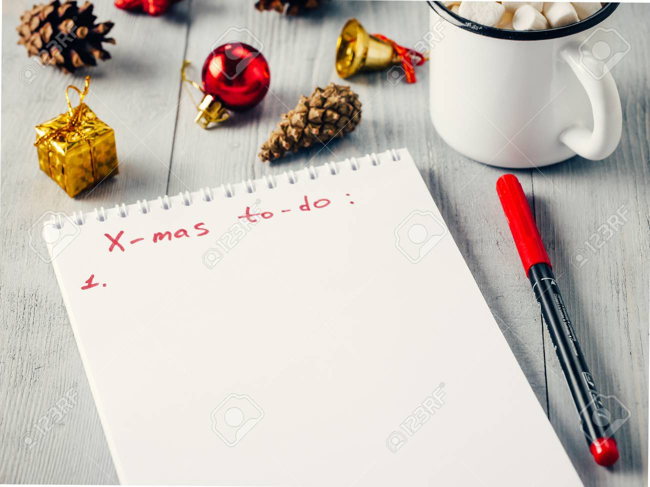 christmas gifts shopping planning list stock photo picture and