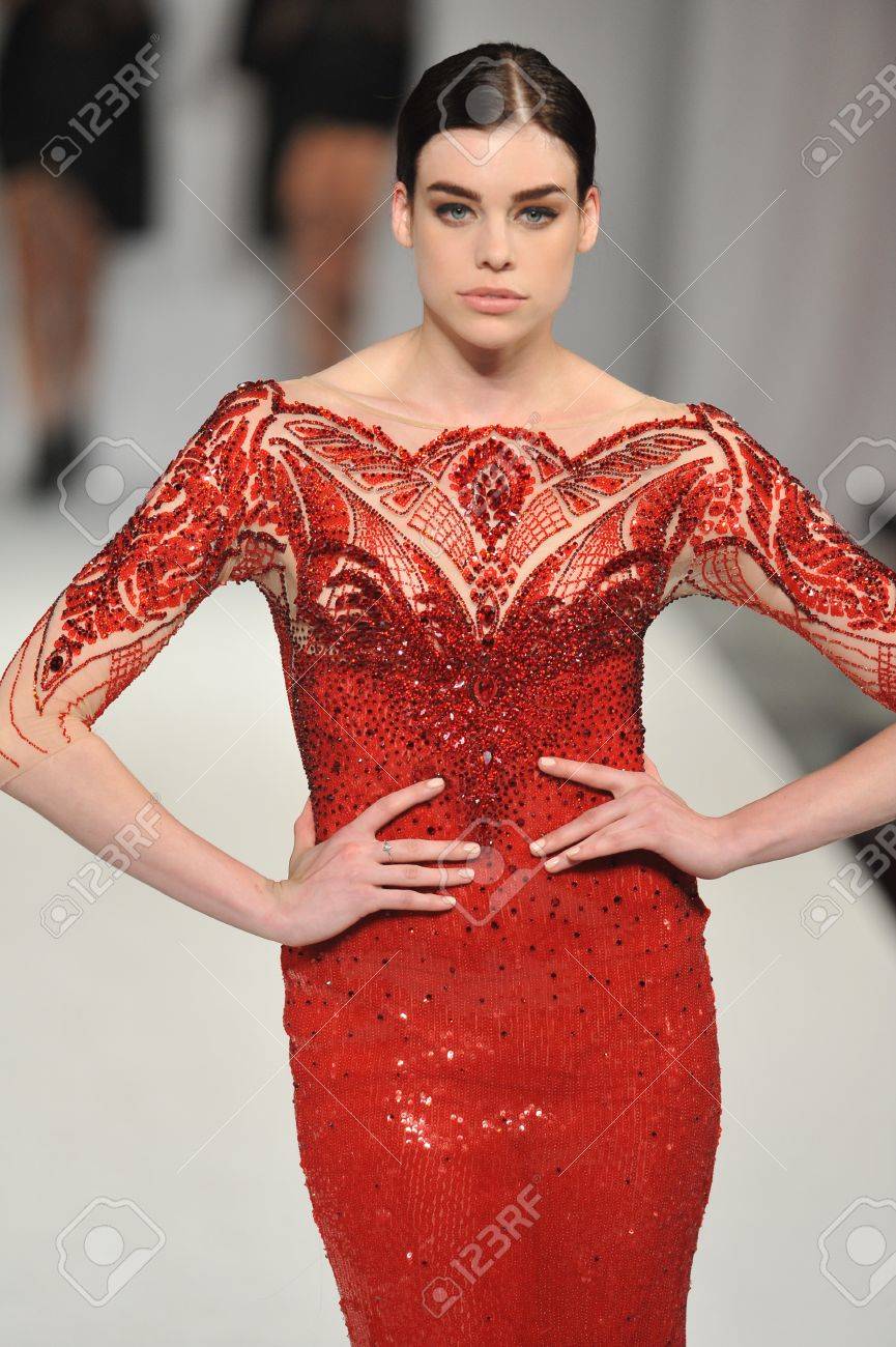 michael cinco red dress