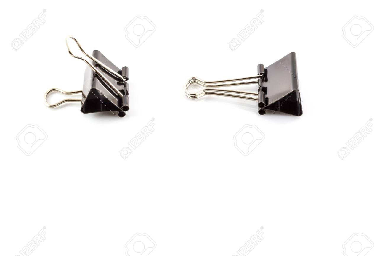 白地に黒の金属クリップ の写真素材 画像素材 Image