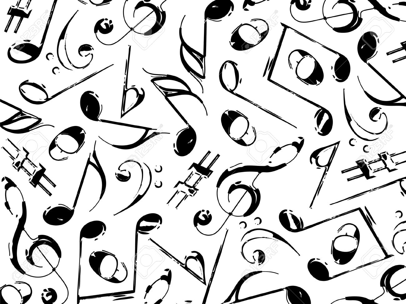 Retro Grunge Des Notes De Musique Noir Sur Blanc Clip Art Libres De Droits Vecteurs Et Illustration Image