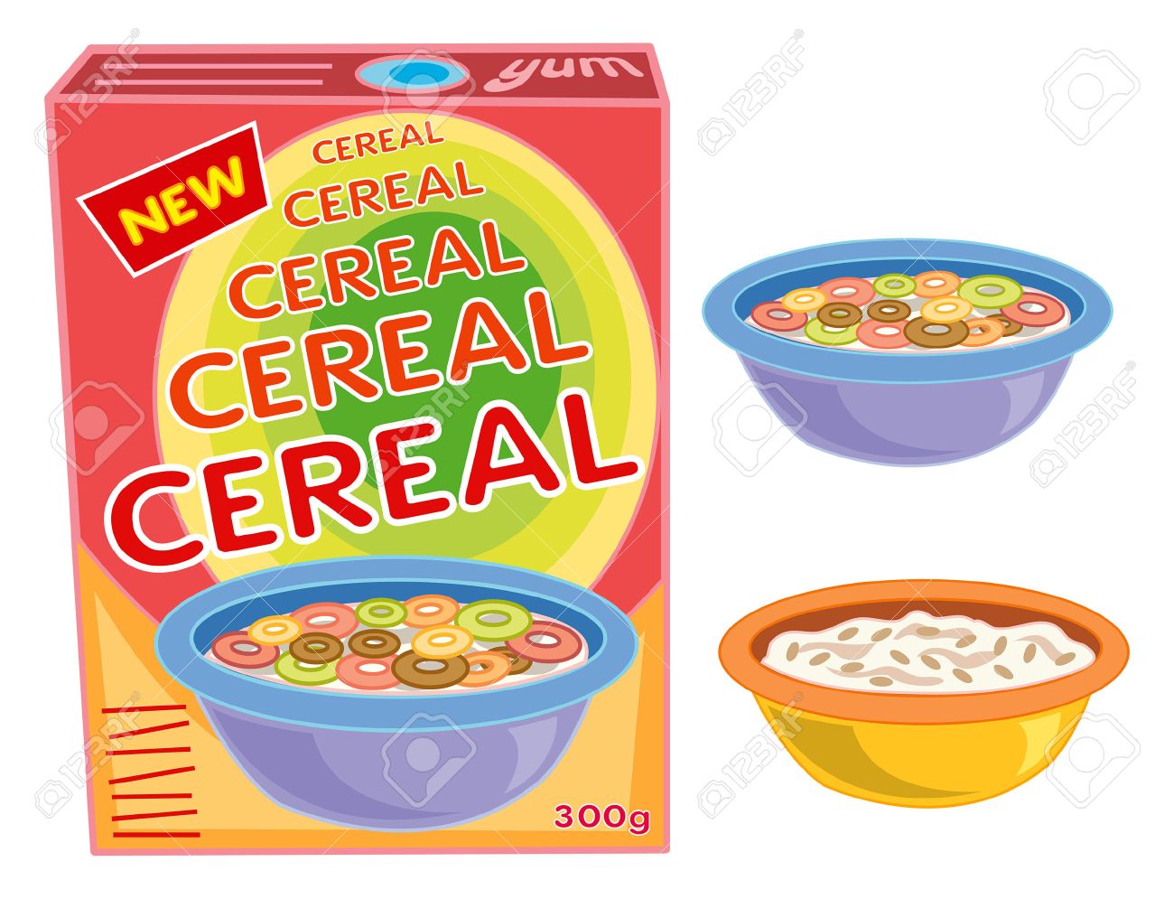 breakfast cereal box, bowl and porridge - 1805229 breakfast cereal box, bowl and porridge - 1805229