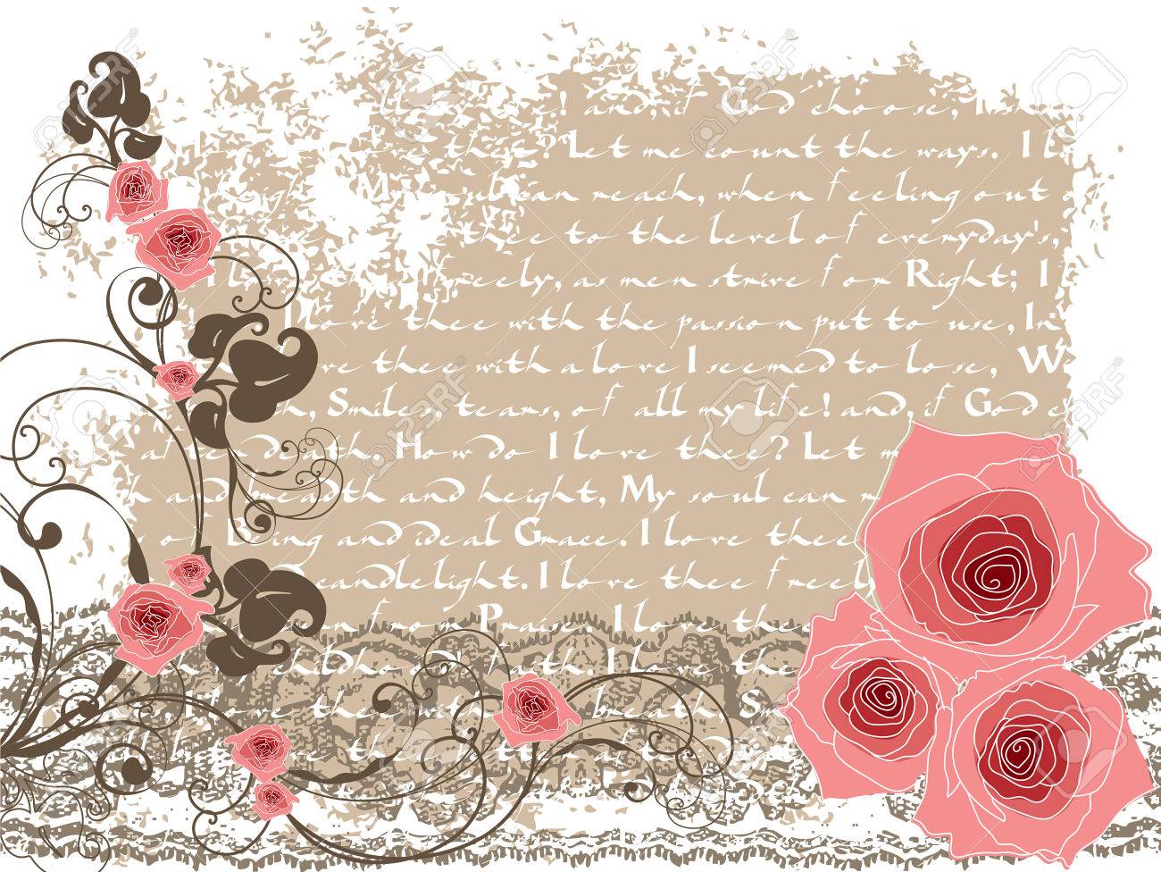 sweet pink roses and vintage poem royalty free cliparts vectors