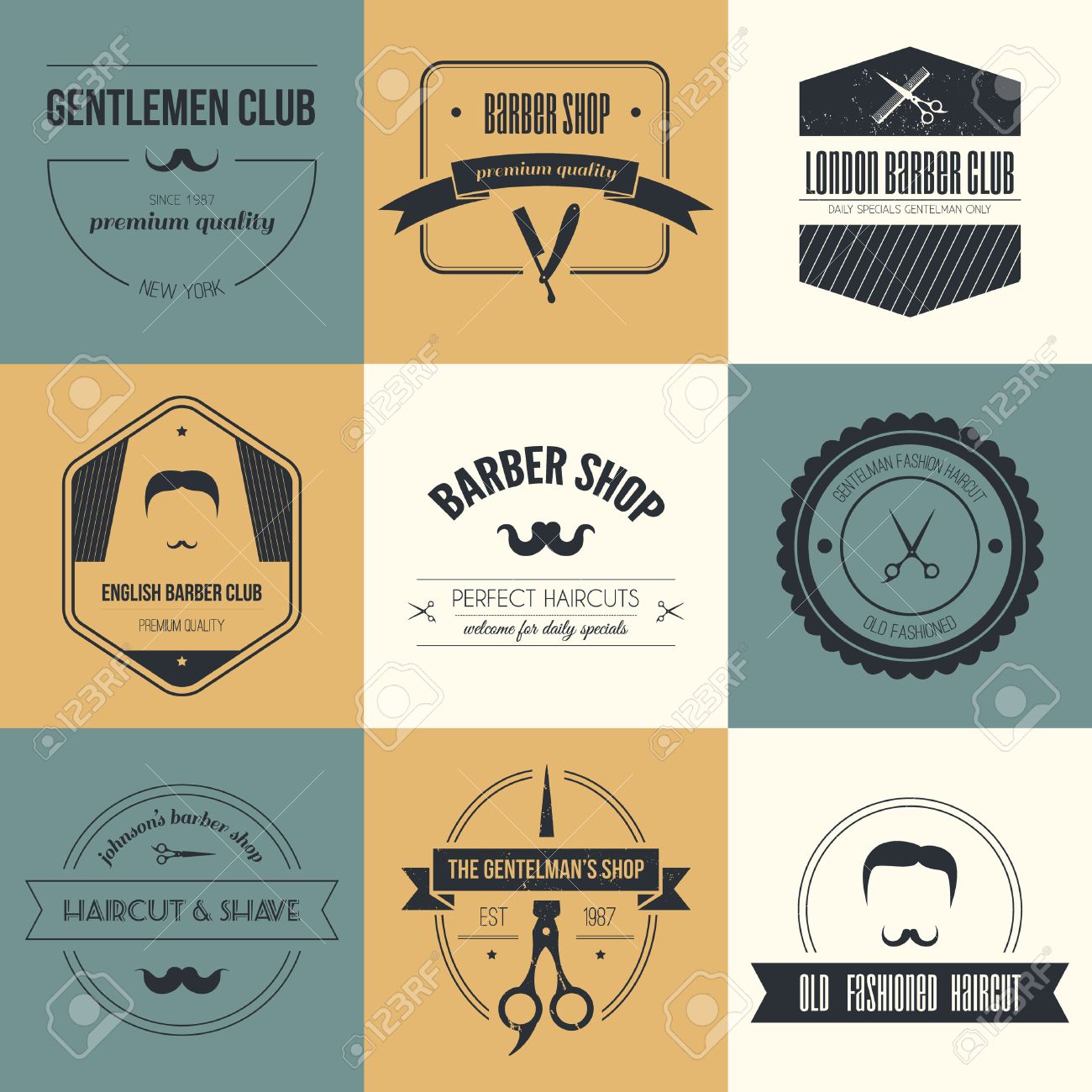Perfect Set Of Barber And Haircut Logos Men S Haircuts Logo