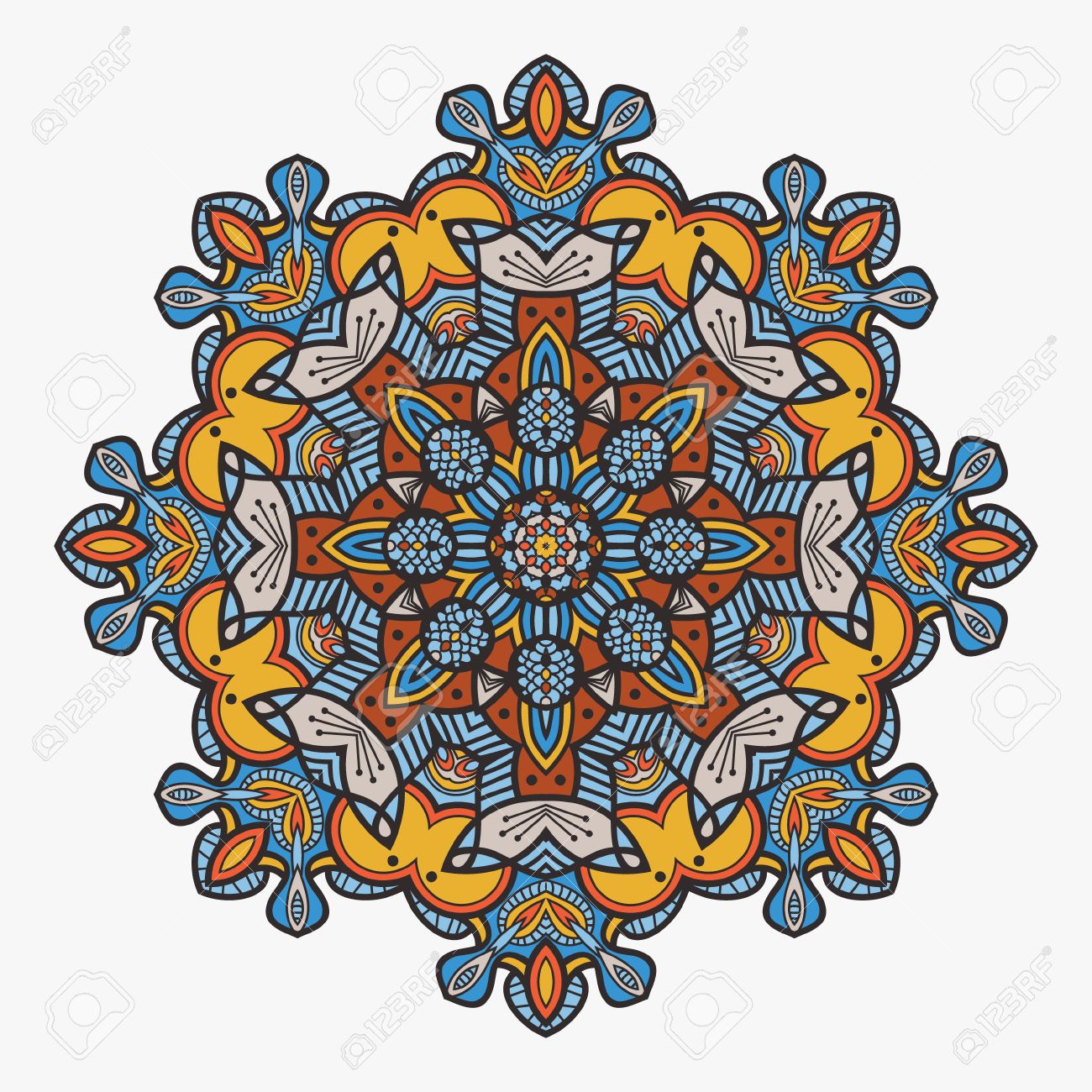 Mandala Round Vector Ornament Traditional Indian Symbol
