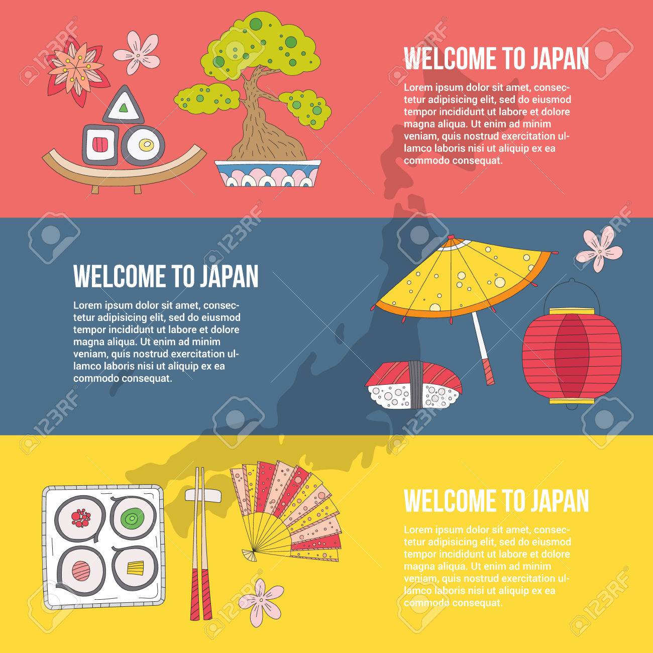 Traditionelle Japanische Symbole Asian Vektorgrafikelemente