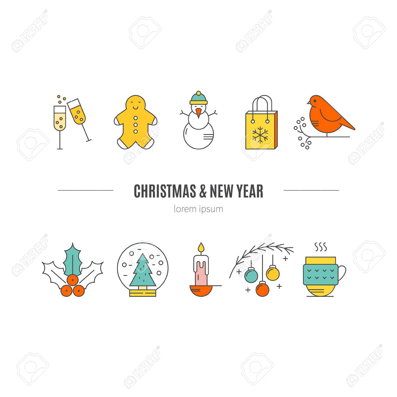 クリーンでシンプルなクリスマス イラスト別冬とクリスマスのシンボル のイラスト素材 ベクタ Image