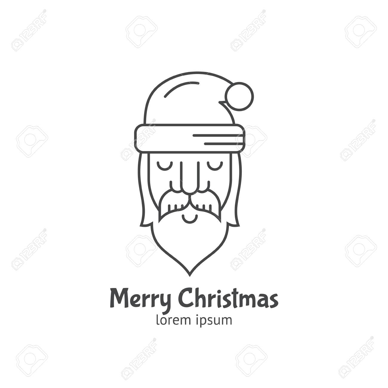 Line Style Logotype Template With Santa Claus Isolated On Background