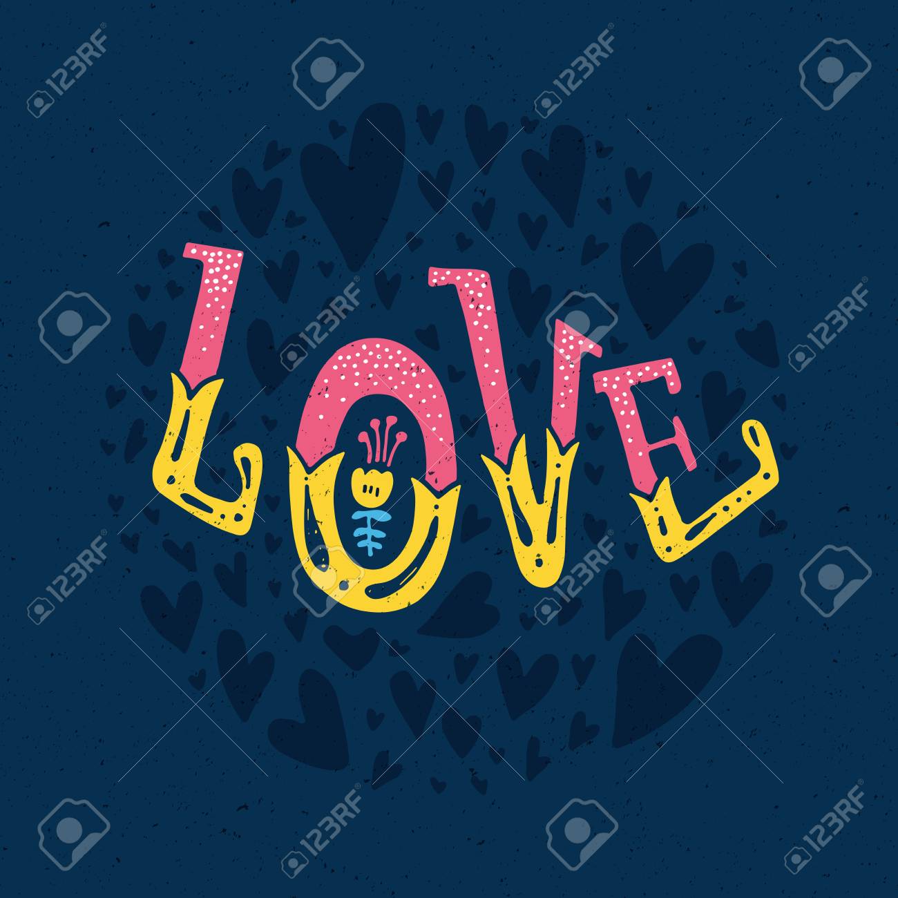 愛という言葉 心でユニークなレタリング ポスター ベクター アートです トレンディな手書きイラスト T シャツ デザイン ポスターまたは日付カードのデザインを保存します のイラスト素材 ベクタ Image