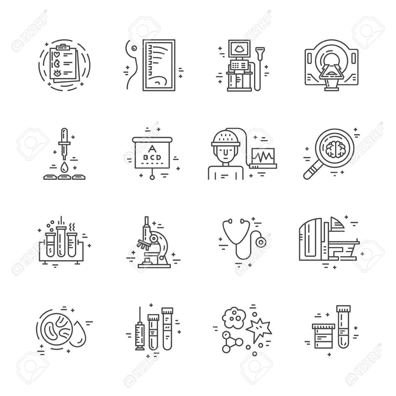 線スタイルのベクトルで作られた医療技術のシンボル 医療サービスおよび記号のイラスト のイラスト素材 ベクタ Image