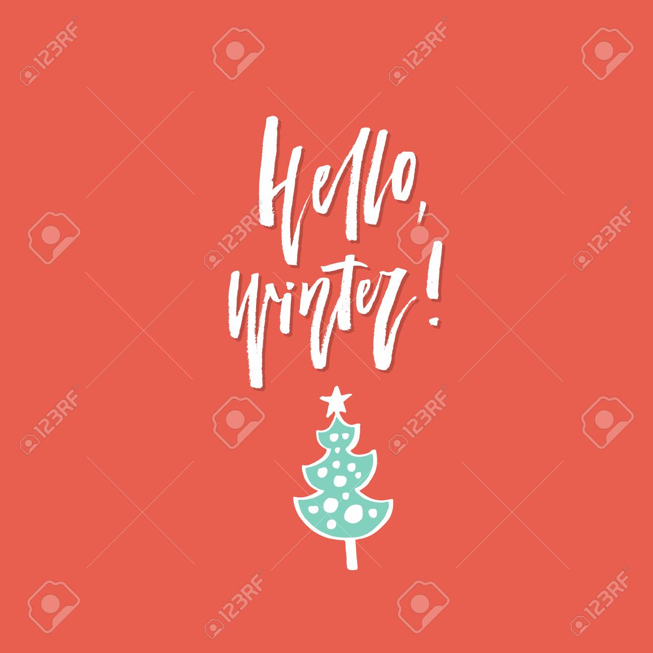 simple christmas card design with illustration and lettering