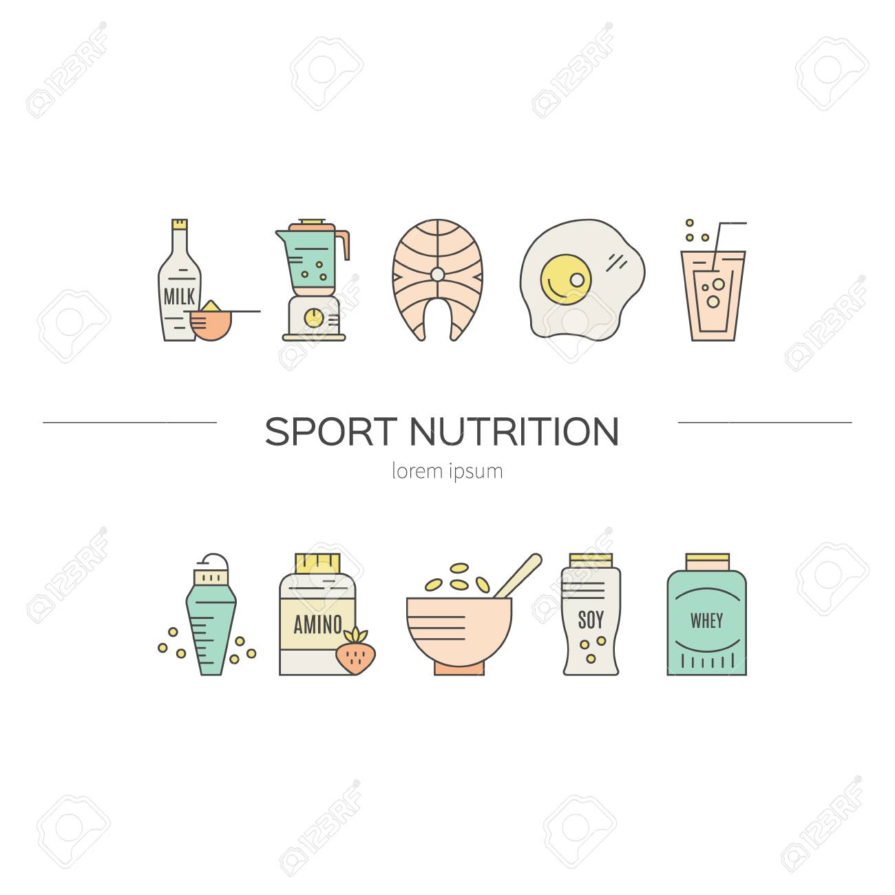 ベクトルは スポーツ栄養や食事のイラスト 健康的なライフ スタイル シリーズ のイラスト素材 ベクタ Image