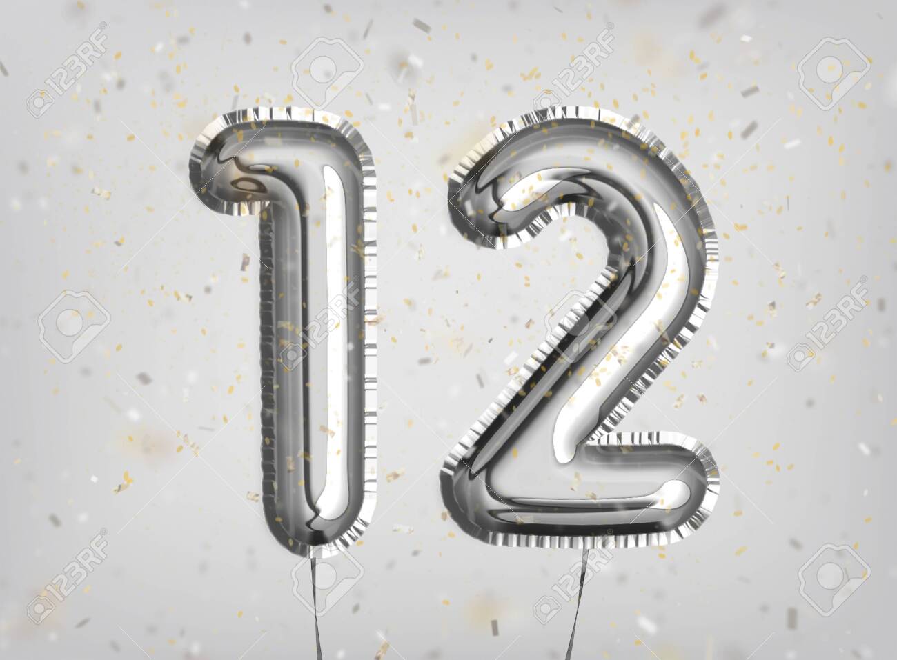 12 Years Anniversary Happy Birthday Joy Celebration Silver