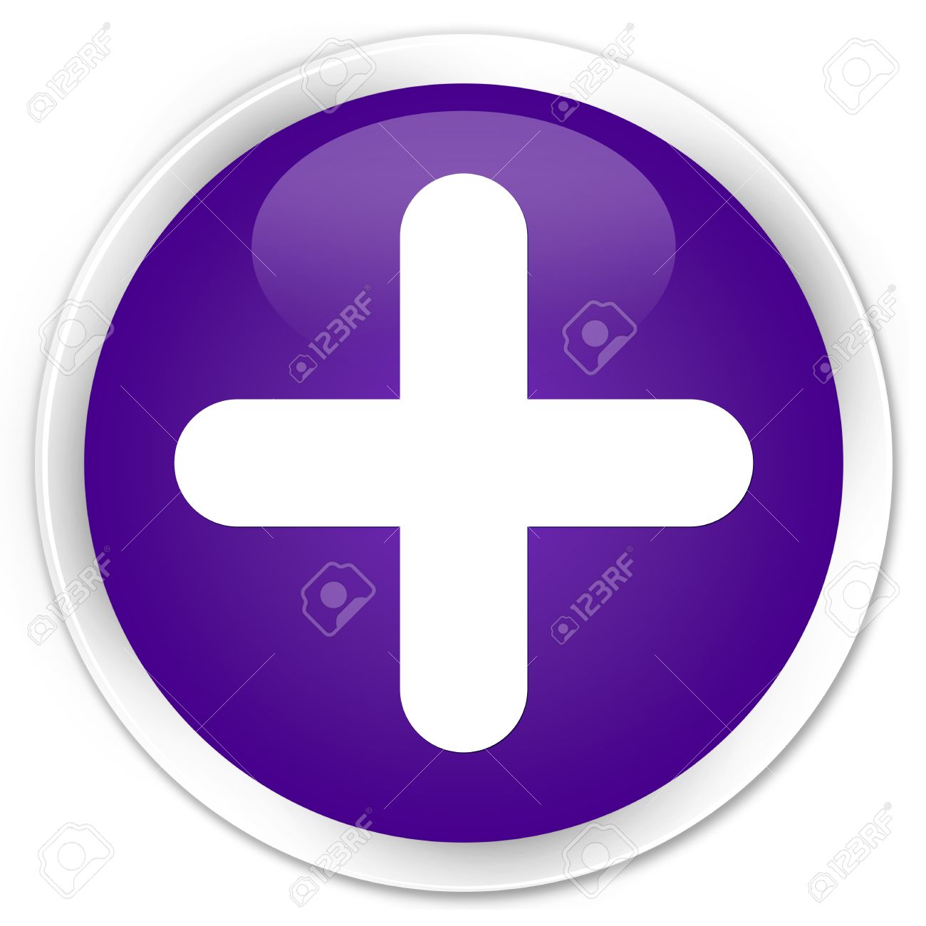 プラス アイコン紫光沢のある丸いボタン の写真素材 画像素材 Image