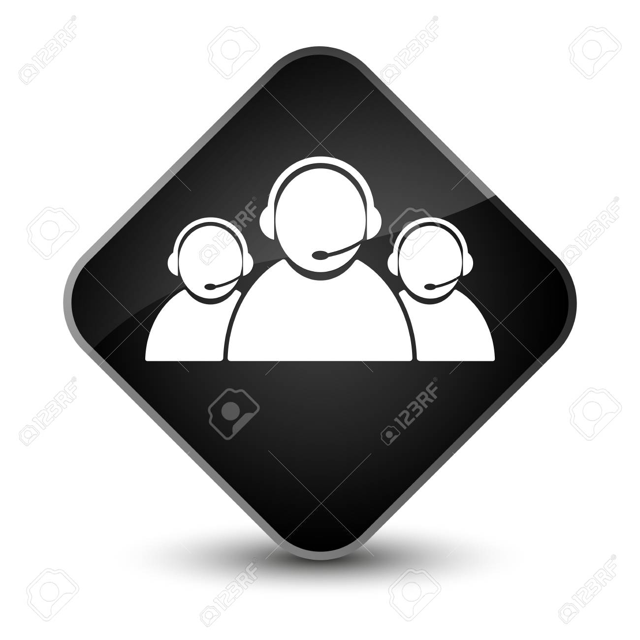 customer care team icon isolated on elegant black diamond button black diamond customer service
