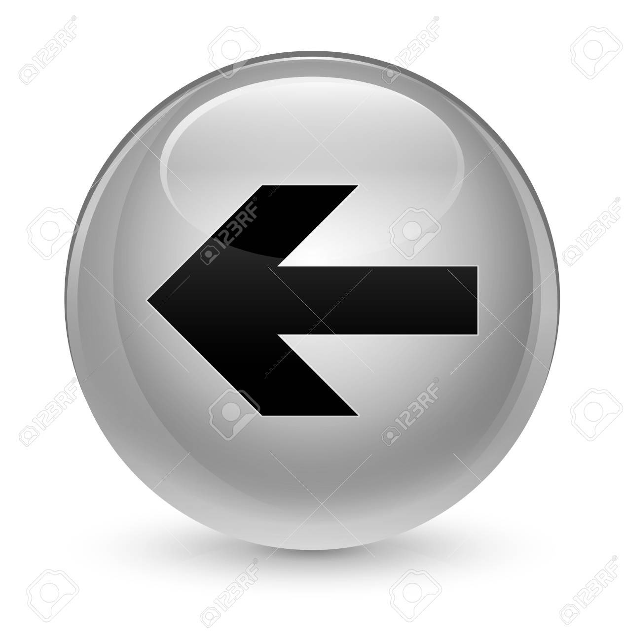 矢印アイコン ボタンの抽象的なイラスト ラウンド ガラス白で隔離をバックアップします の写真素材 画像素材 Image