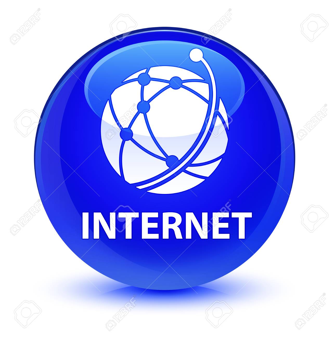Internet Icono De La Red Global Aislado En La Ilustracion Del Extracto Del Boton Redondo Azul Vidrioso Fotos Retratos Imagenes Y Fotografia De Archivo Libres De Derecho Image