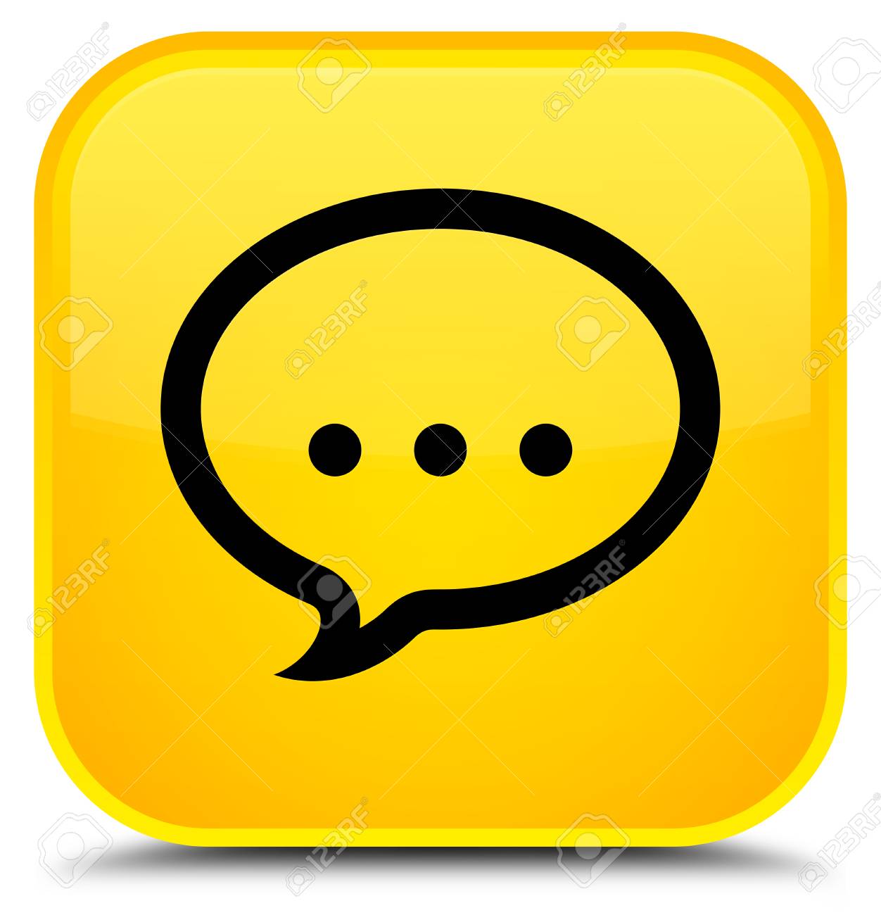 黄色の正方形ボタンの特別な抽象的なイラストに分離されたトーク アイコン の写真素材 画像素材 Image 88775994