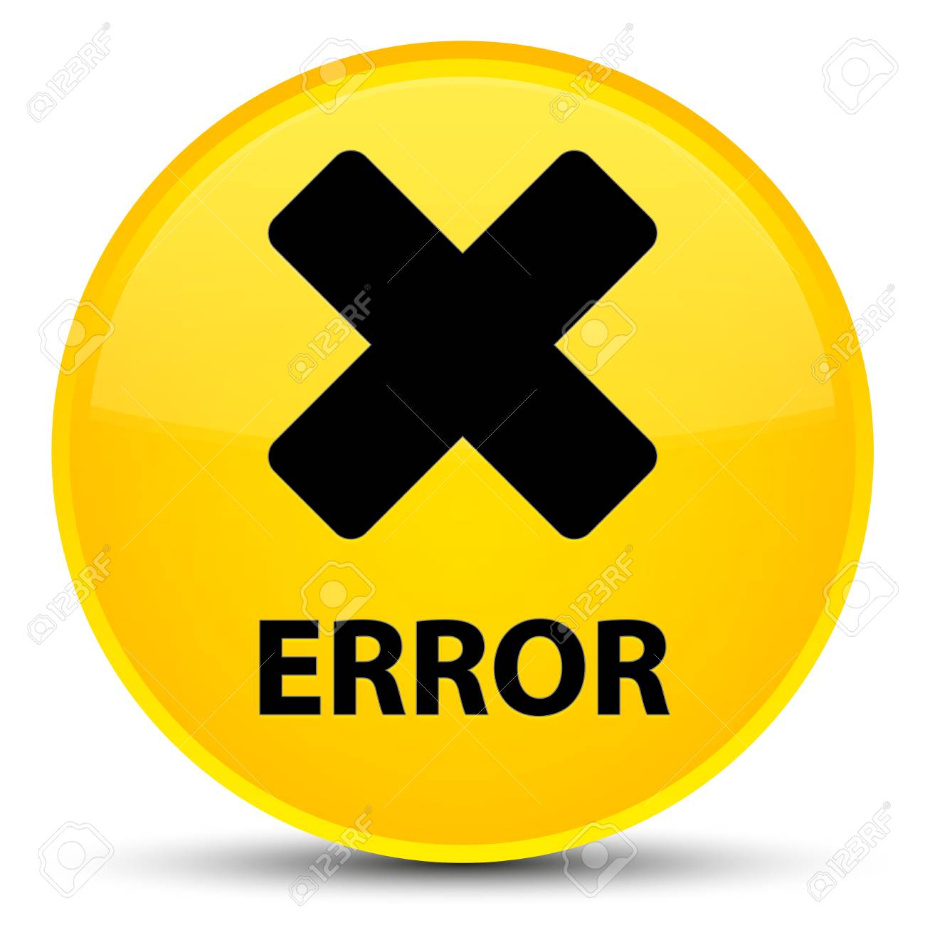 Error (cancel Icon) Isolated On Special Yellow Round Button Abstract  Illustration Stock Photo, Picture and Royalty Free Image. Image 88989096., image size:1300x1300