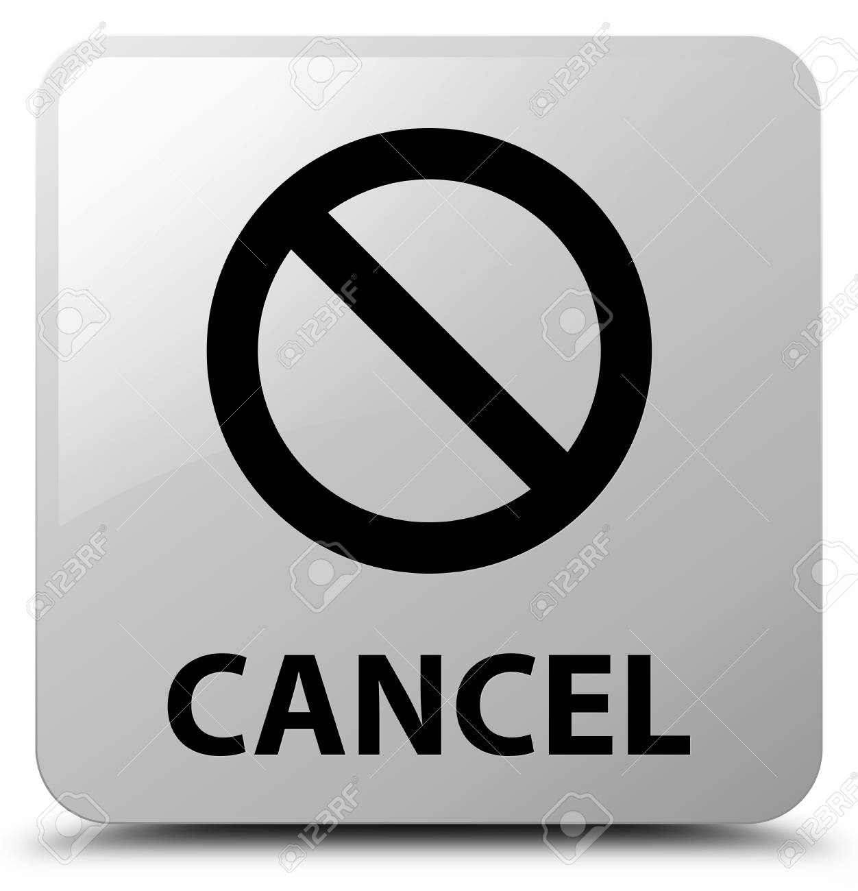 キャンセル 禁止記号アイコン 白い正方形ボタンの抽象的なイラストに分離 の写真素材 画像素材 Image