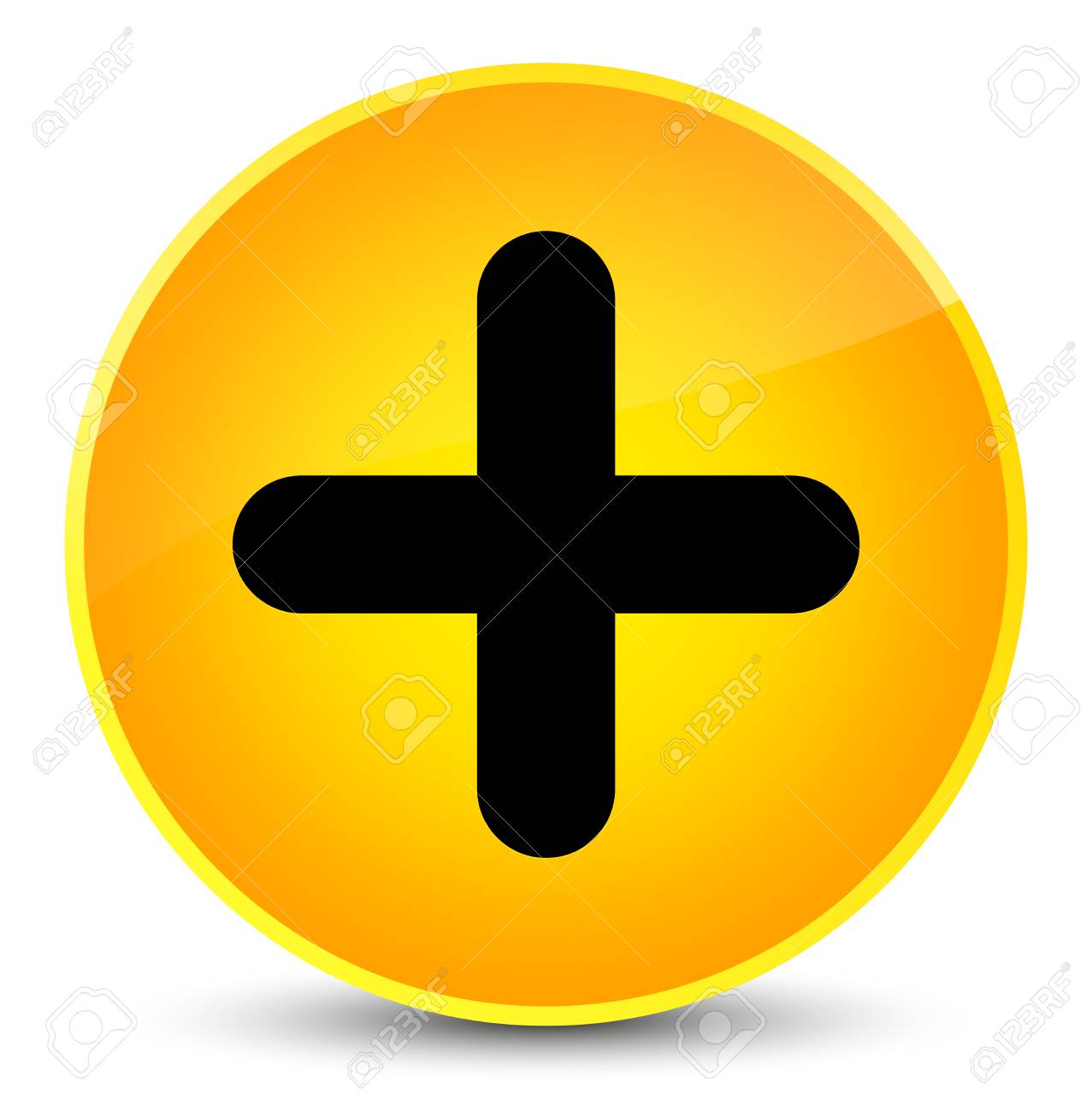 プラス記号のアイコンは 黄色の丸いボタンのエレガントな抽象的なイラストに分離 の写真素材 画像素材 Image 0118