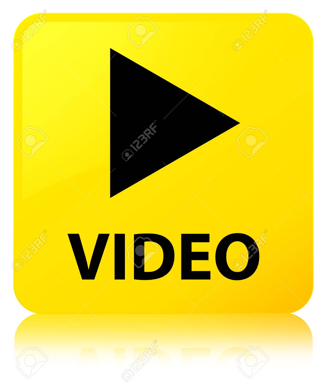 ビデオに分離された黄色の正方形ボタン反映の抽象的なイラスト の写真