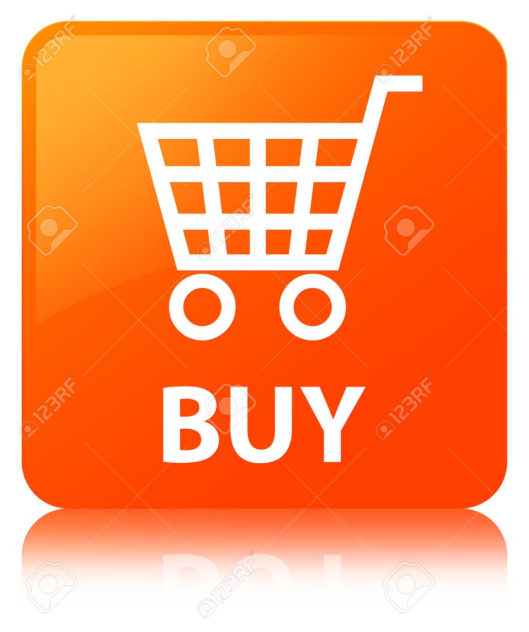 オレンジ色の正方形ボタンに分離されて購入する抽象的なイラストに反映 の写真素材 画像素材 Image