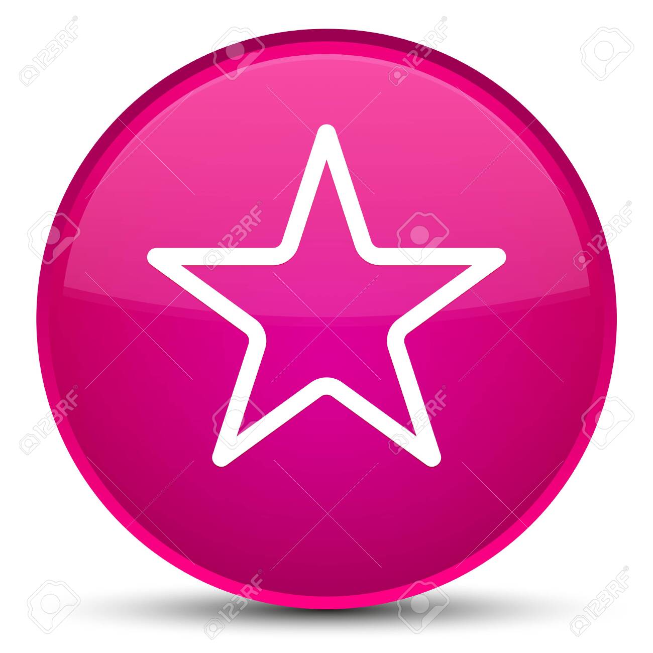 特別なピンクの丸いボタンの抽象的なイラストに隔離された星のアイコン の写真素材 画像素材 Image
