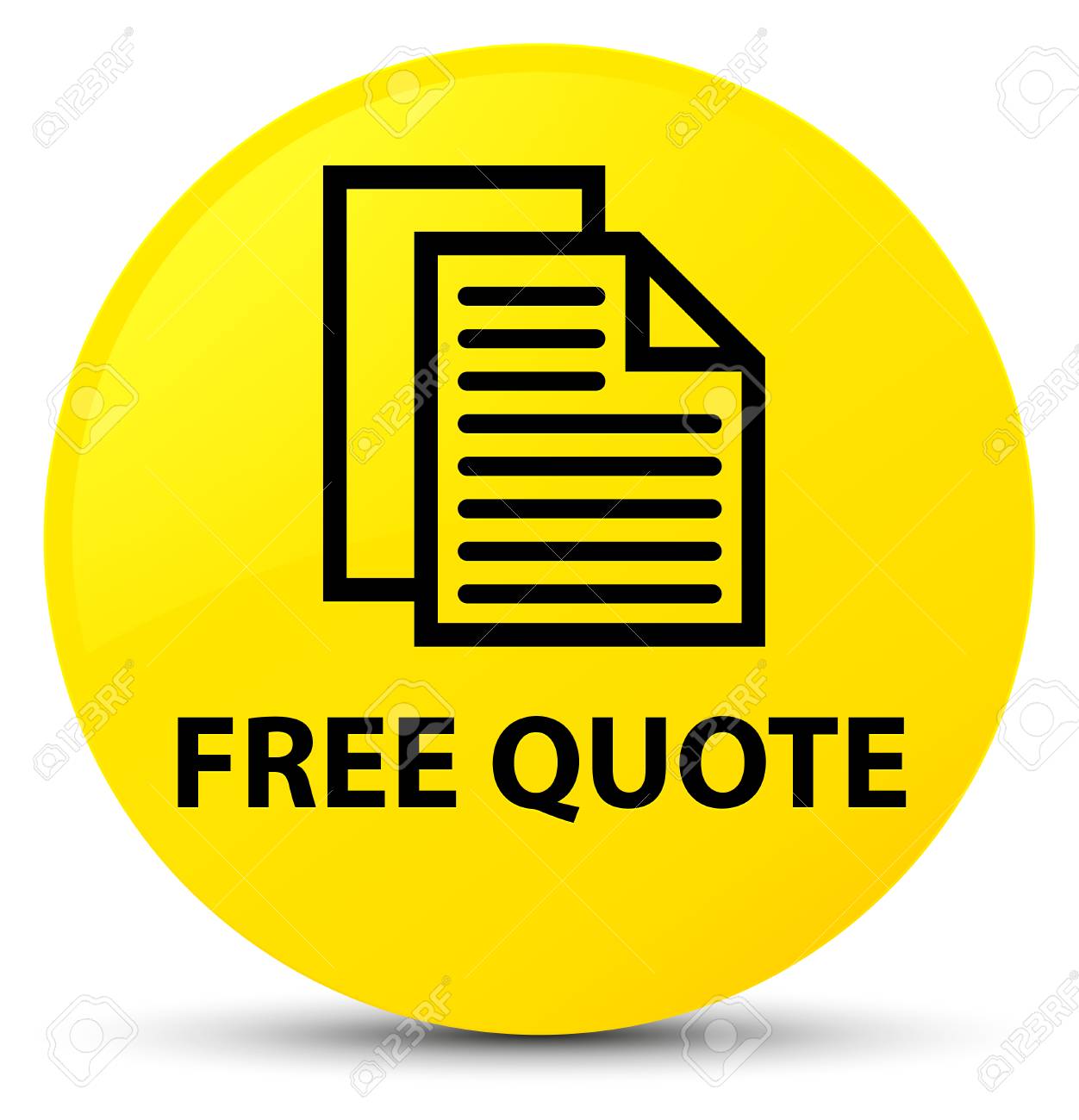 黄色の丸いボタンの抽象的なイラストに分離された無料見積もり の写真素材 画像素材 Image