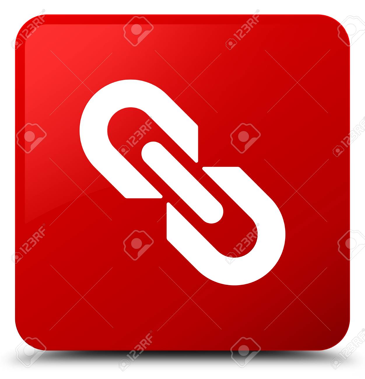 リンク アイコンの赤い正方形ボタンの抽象的なイラストに分離 の写真素材 画像素材 Image
