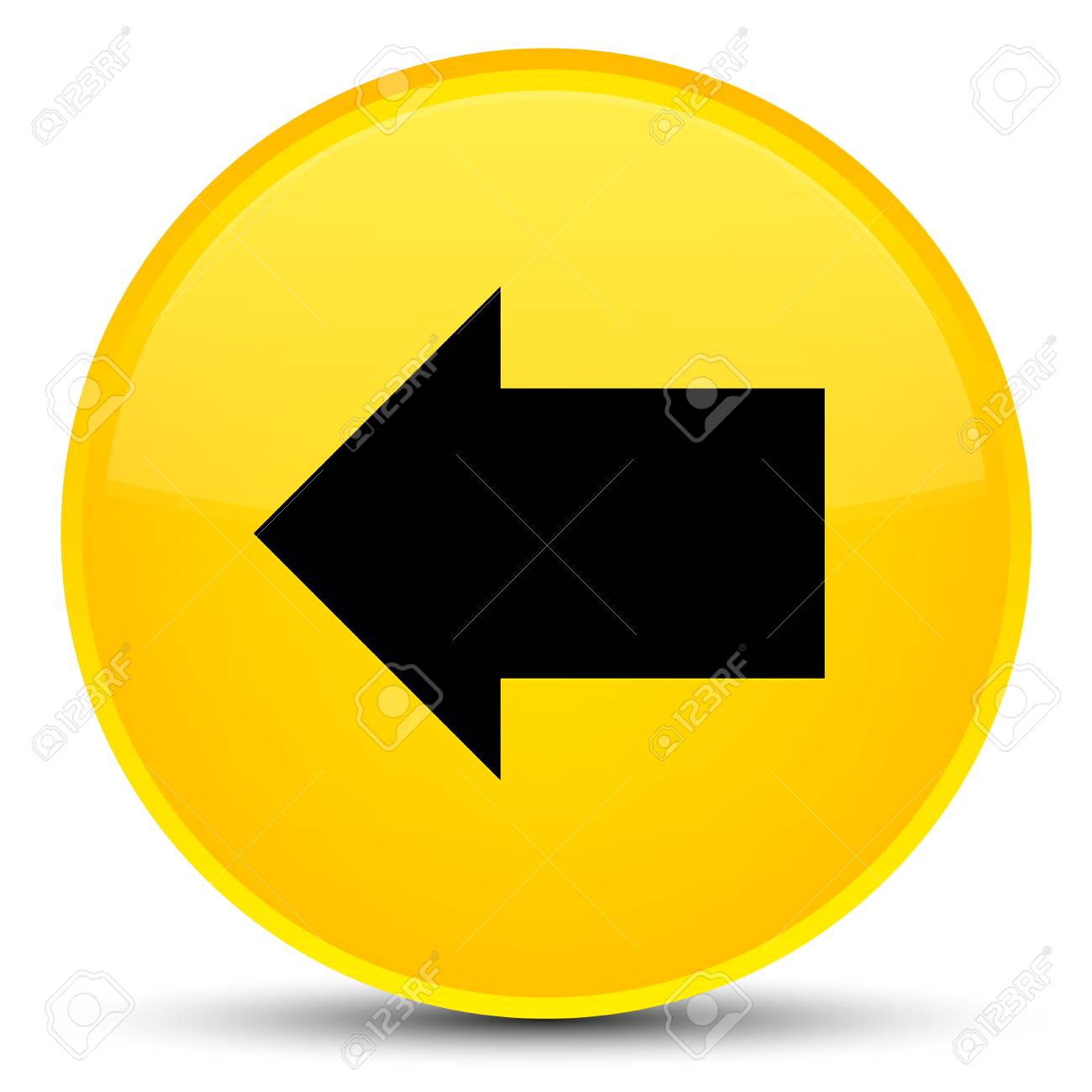 矢印アイコン ボタンの抽象的なイラスト ラウンド特別な黄色の分離をバックアップします の写真素材 画像素材 Image