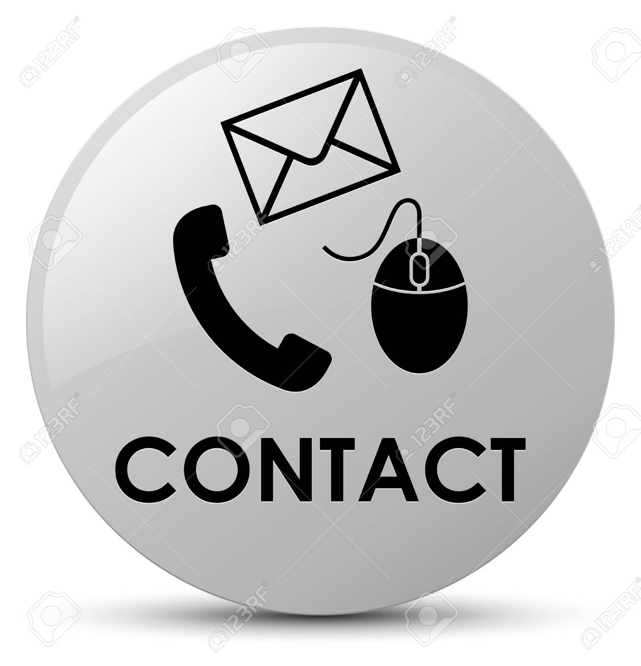 連絡先 携帯電話のメールとマウス アイコン 白い丸いボタンの抽象的なイラストに分離 の写真素材 画像素材 Image