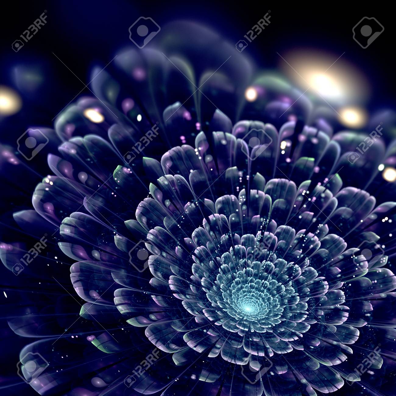 暗い青フラクタル花 デジタル アート グラフィック の写真素材 画像素材 Image