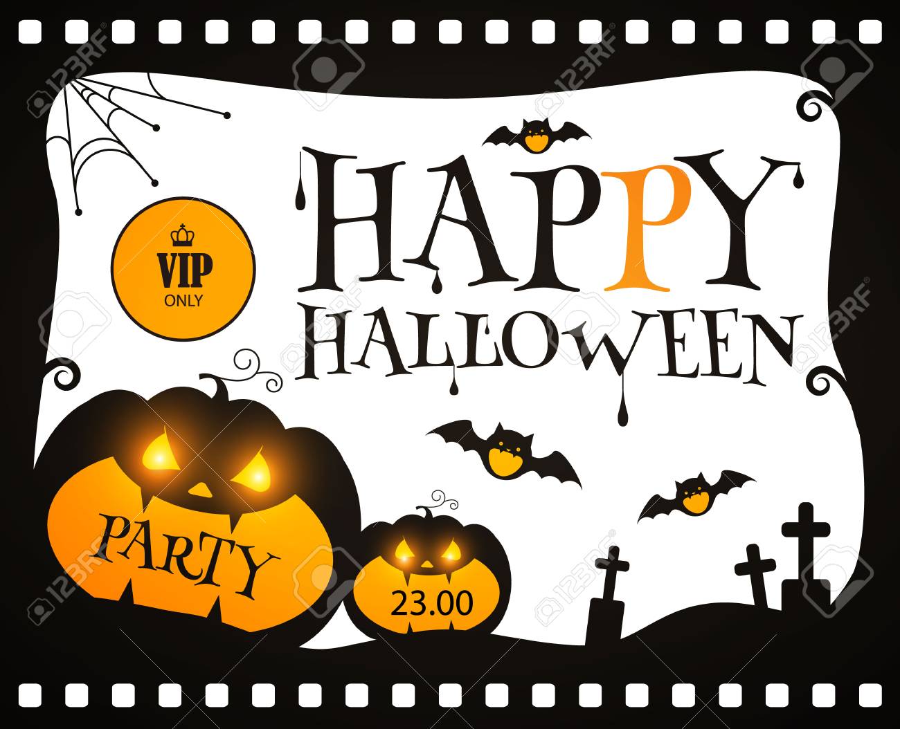 happy halloween poster template spooky party flyer with pumpkin