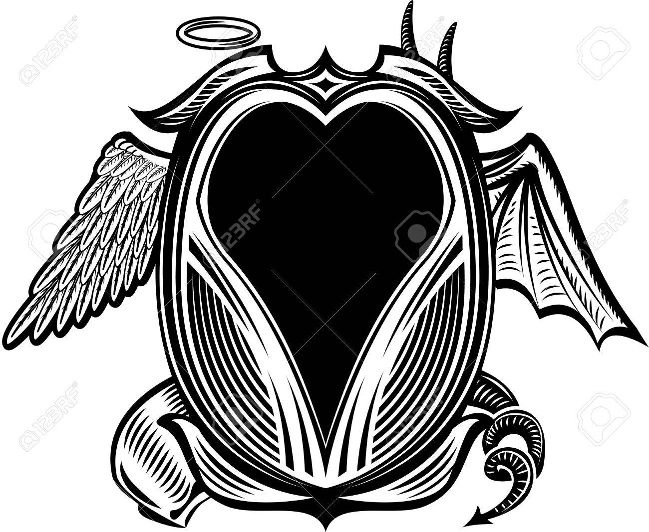 天使と悪魔の黒と白のイラスト のイラスト素材 ベクタ Image