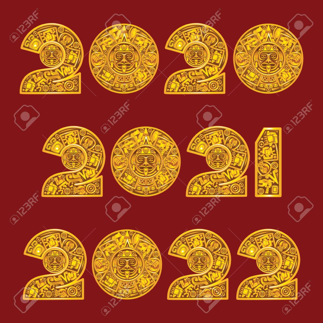 Mayan Calendar 2022 2020, 2021 And 2022 In The Style Of The Mayan Calendar Royalty Free  Cliparts, Vectors, And Stock Illustration. Image 142627661.