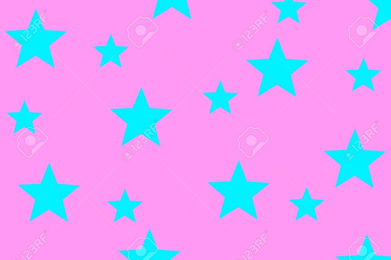 ピンクの背景のシアンの星のイラスト の写真素材 画像素材 Image