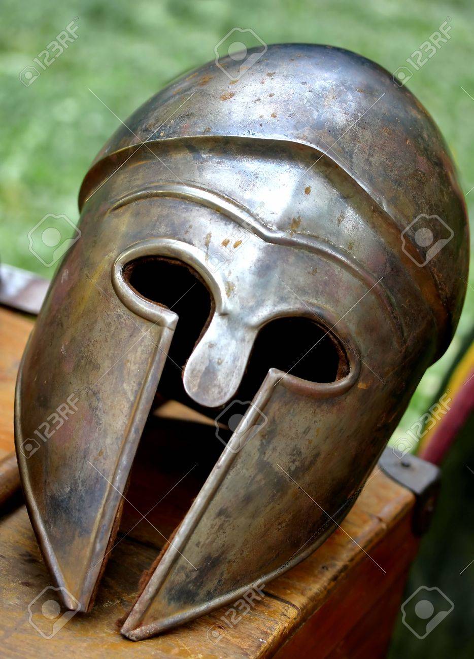 ancient roman helmets of brave roman soldier stock photo picture