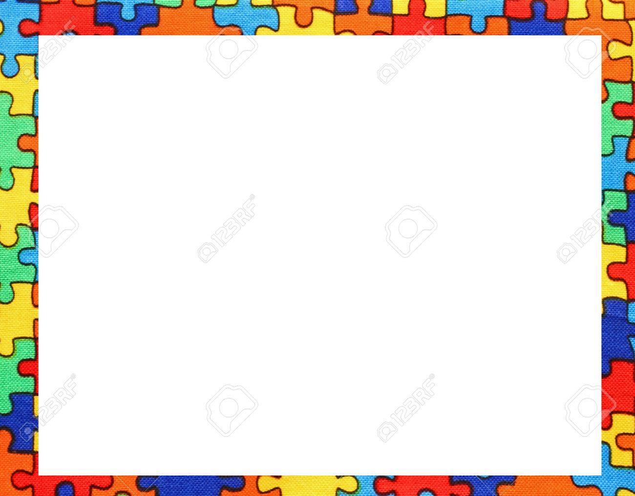many puzzle pieces frame with blanck space to write your text stock