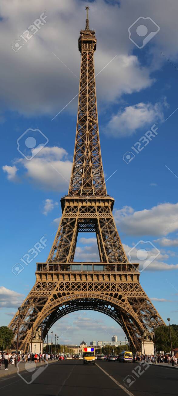 Tall Eiffel Tower in Paris in Vertical Format - 125624366 Tall Eiffel Tower in Paris in Vertical Format - 125624366