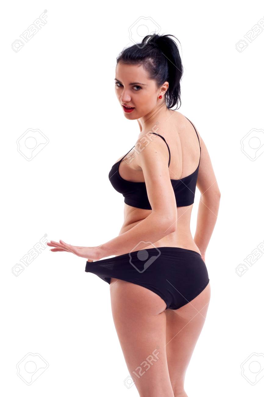 Back Picture Of A Sexy Woman Pulling Her Underwear Stock Photo 