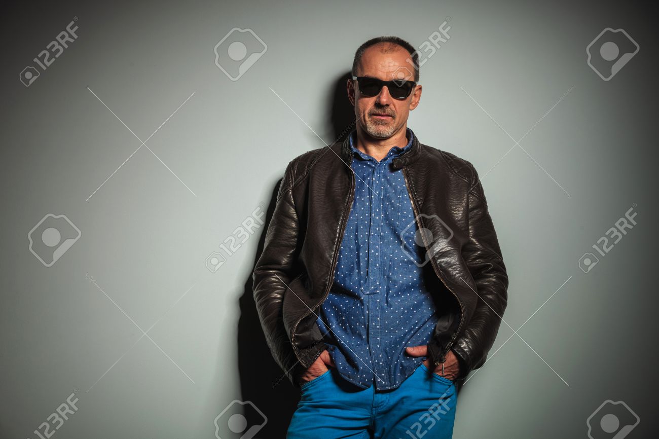 leather jacket older man