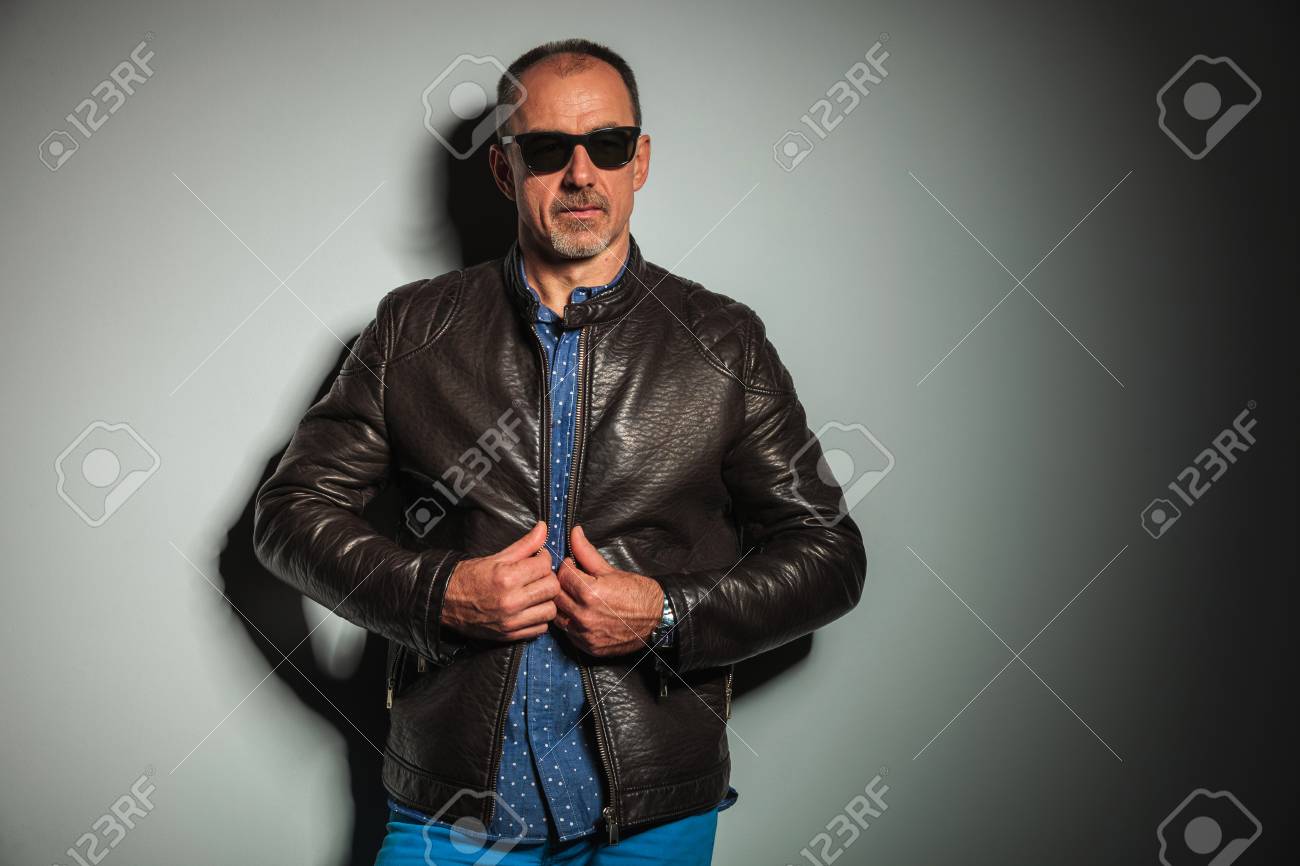 leather jacket older man