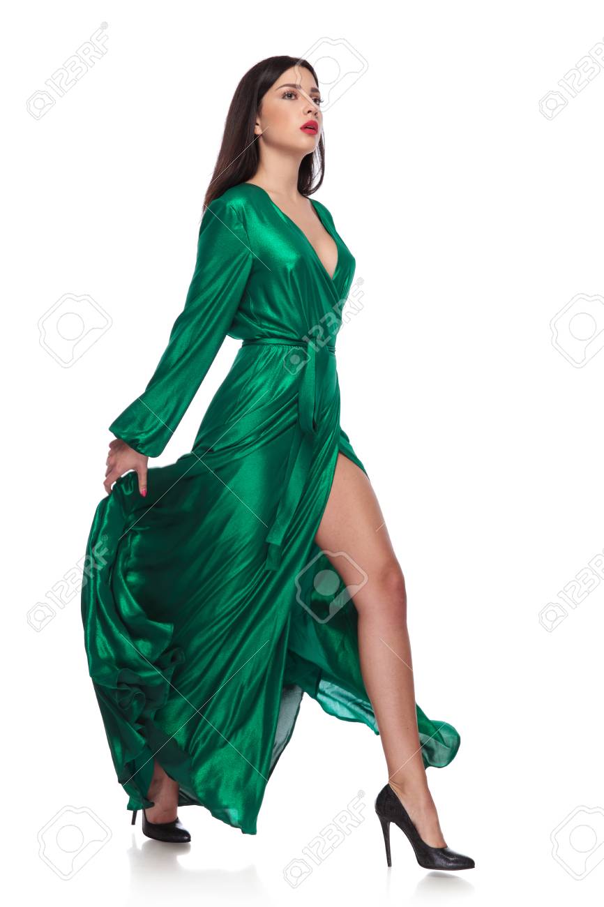 white and green dress design