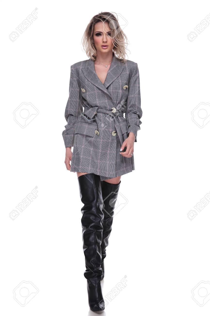 suit with black boots