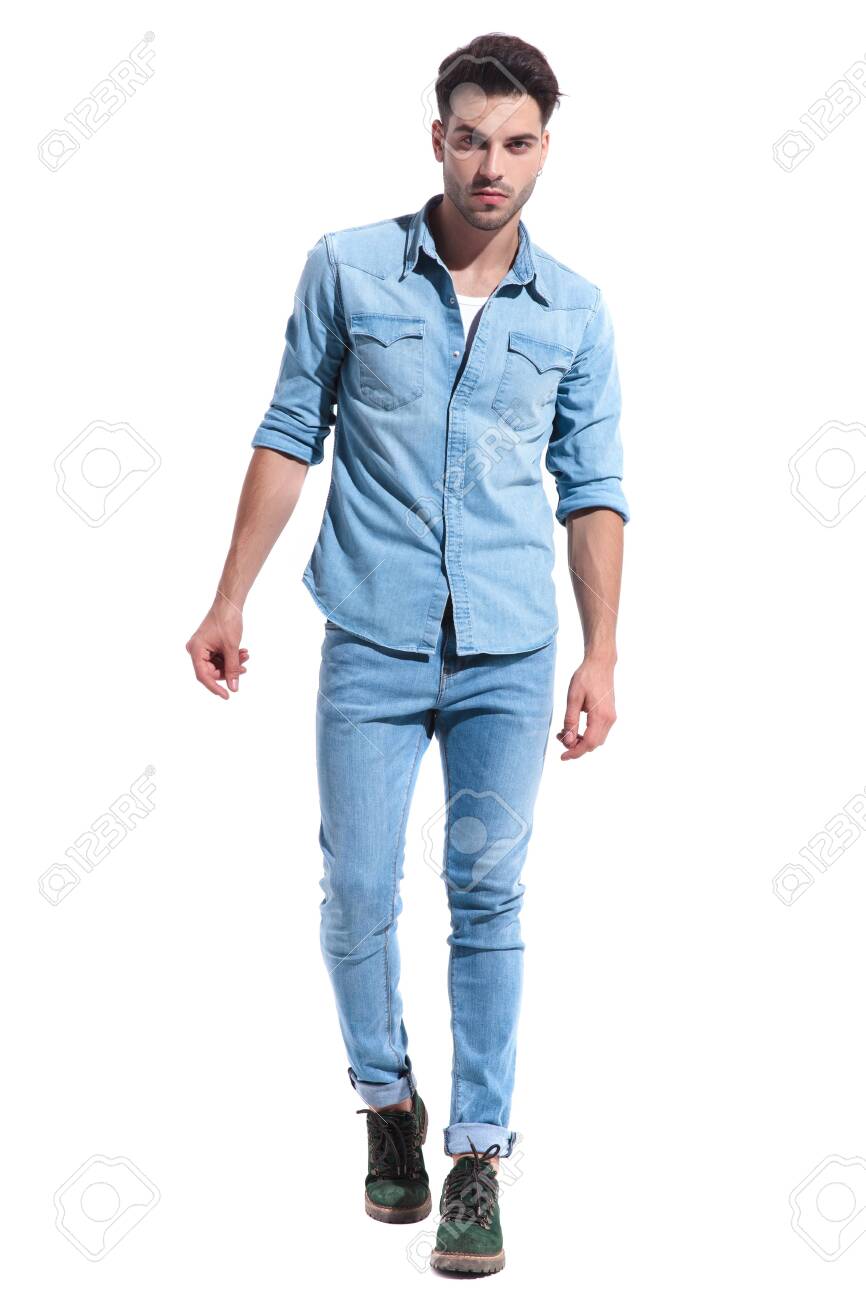 full denim outfit