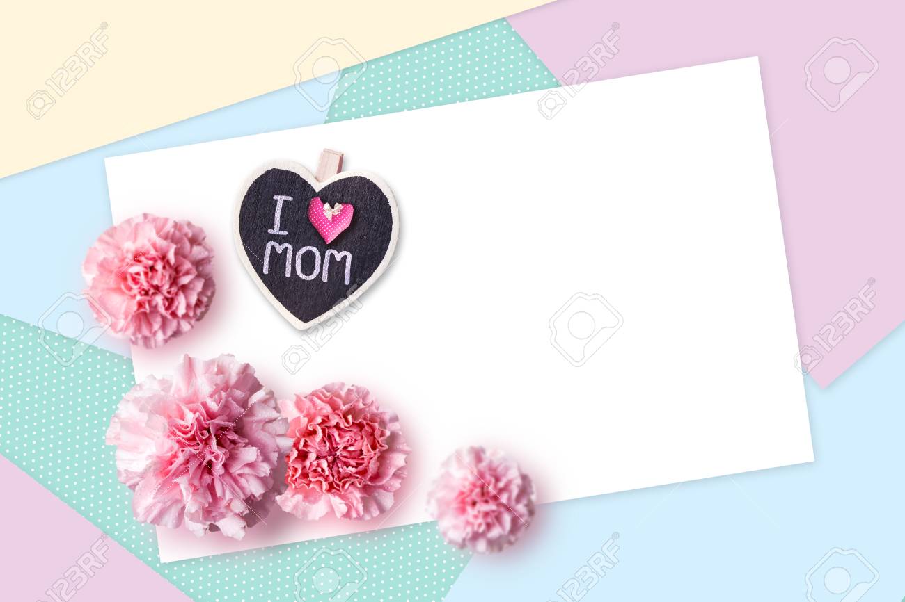 happy mothers day concept of color paper and pink carnation flowers paper carnation flower