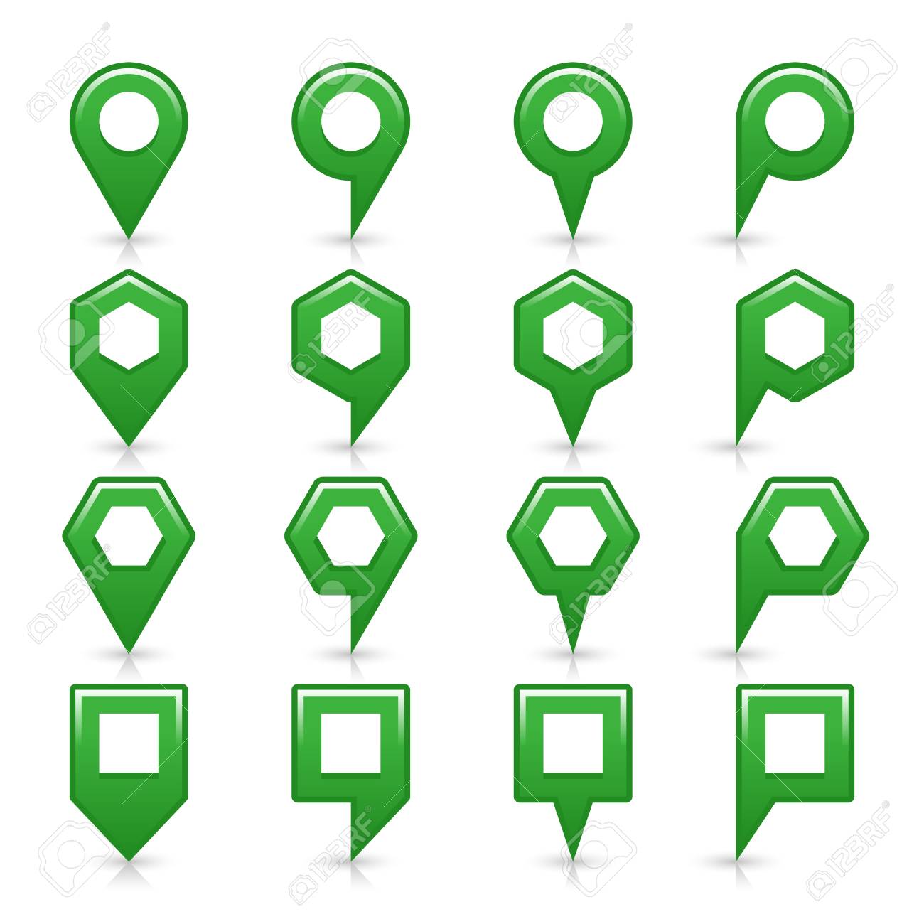 地図ピン記号の場所アイコンを平らな緑の色灰色の影と白い背景で隔離の反射 Web デザインの要素をベクトル図 8 Eps 形式で保存します のイラスト素材 ベクタ Image